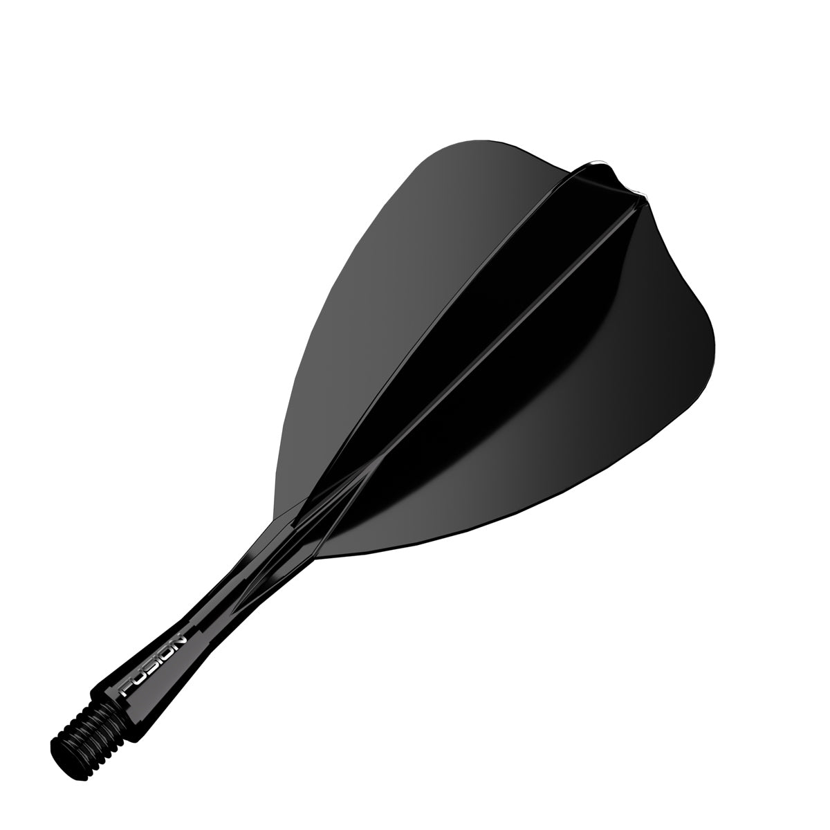 Winmau Fusion Arrow Integrated Flight & Shaft Black angled view highlighting the product design and profile.
