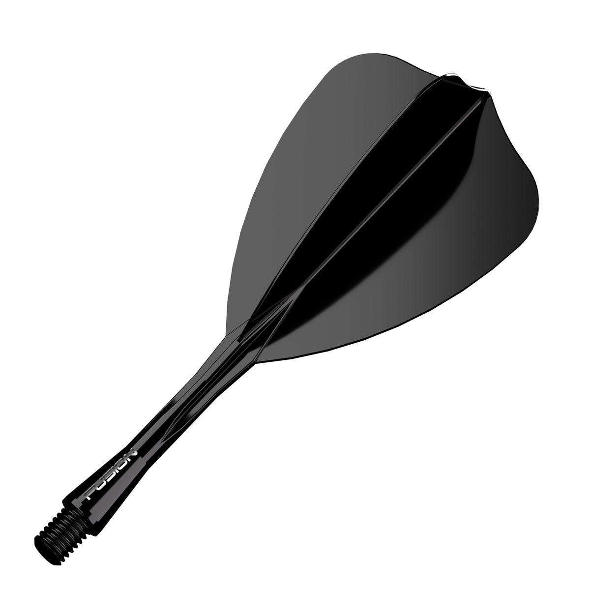 Winmau Fusion Arrow Integrated Flight & Shaft Black angled view highlighting the product design and profile.