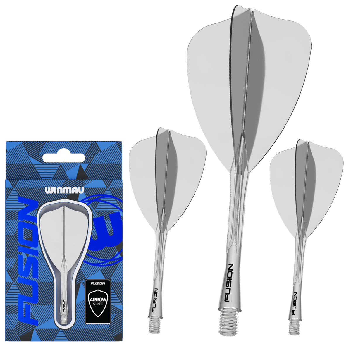 Winmau Fusion Arrow Integrated Flight & Shaft Clear image showing the retail packaging.
