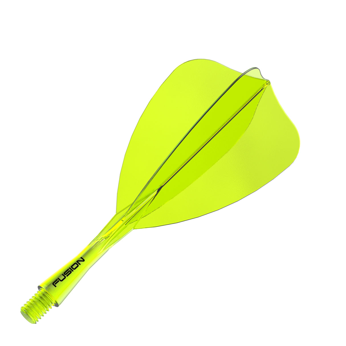 Winmau Fusion Arrow Integrated Flight & Shaft Yellow angled view highlighting the product design and profile.