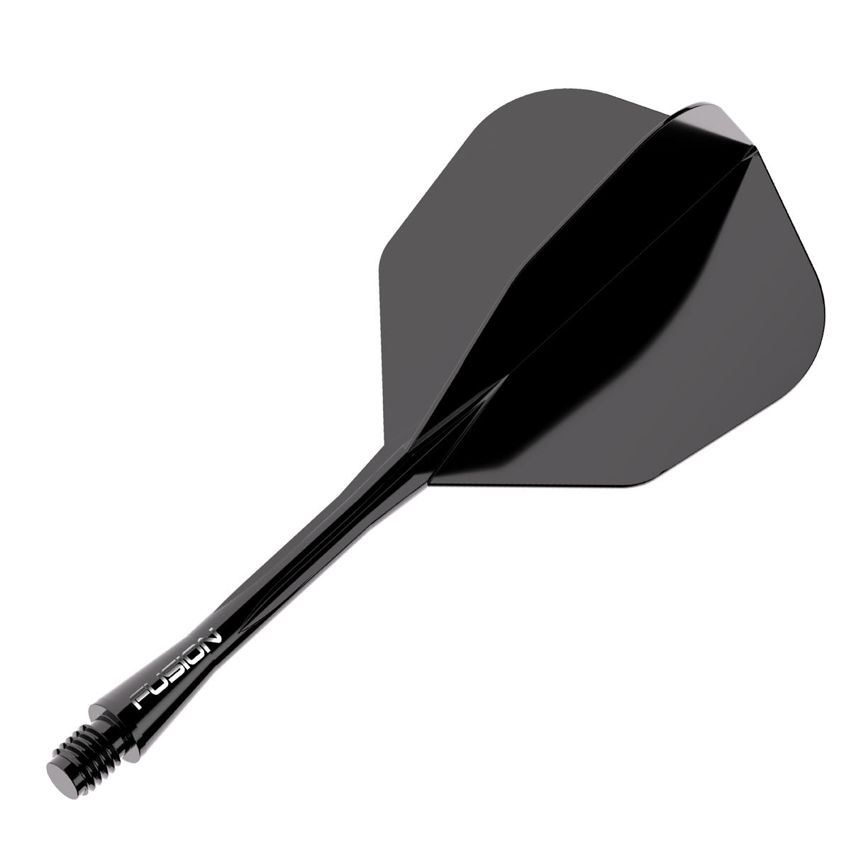 Fusion Integrated Flight & Shaft Black No6 by Winmau angled view highlighting the product design and profile.