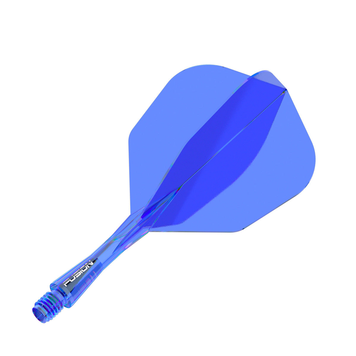 Winmau Fusion Integrated Flight & Shaft Blue No6 angled view highlighting the product design and profile.