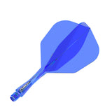 Winmau Fusion Integrated Flight & Shaft Blue No6 angled view highlighting the product design and profile.