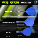 Winmau Fusion Integrated Flight & Shaft Blue No6 graphic displaying the product specifications and key technical information.