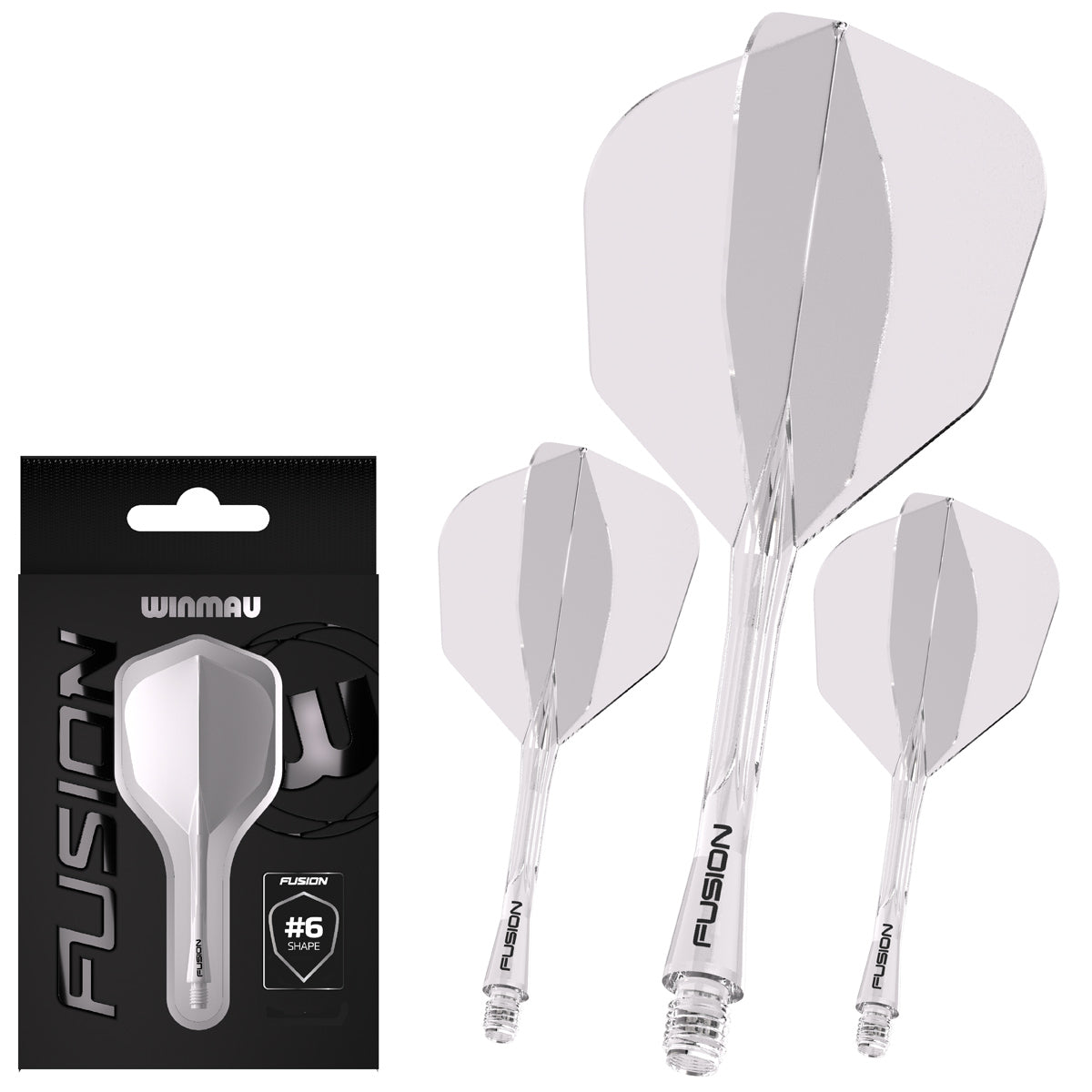 Fusion Integrated Flight & Shaft Clear No6 by Winmau image showing the retail packaging.