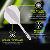 Fusion Integrated Flight & Shaft Clear No6 by Winmau promotional graphic highlighting the key features and performance benefits.