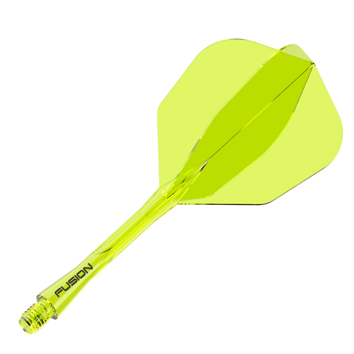 Fusion Integrated Flight & Shaft Neon Yellow No6 by Winmau angled view highlighting the product design and profile.
