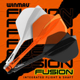 Fusion Integrated Flight & Shaft No2 by Winmau promotional graphic highlighting the key features and performance benefits.