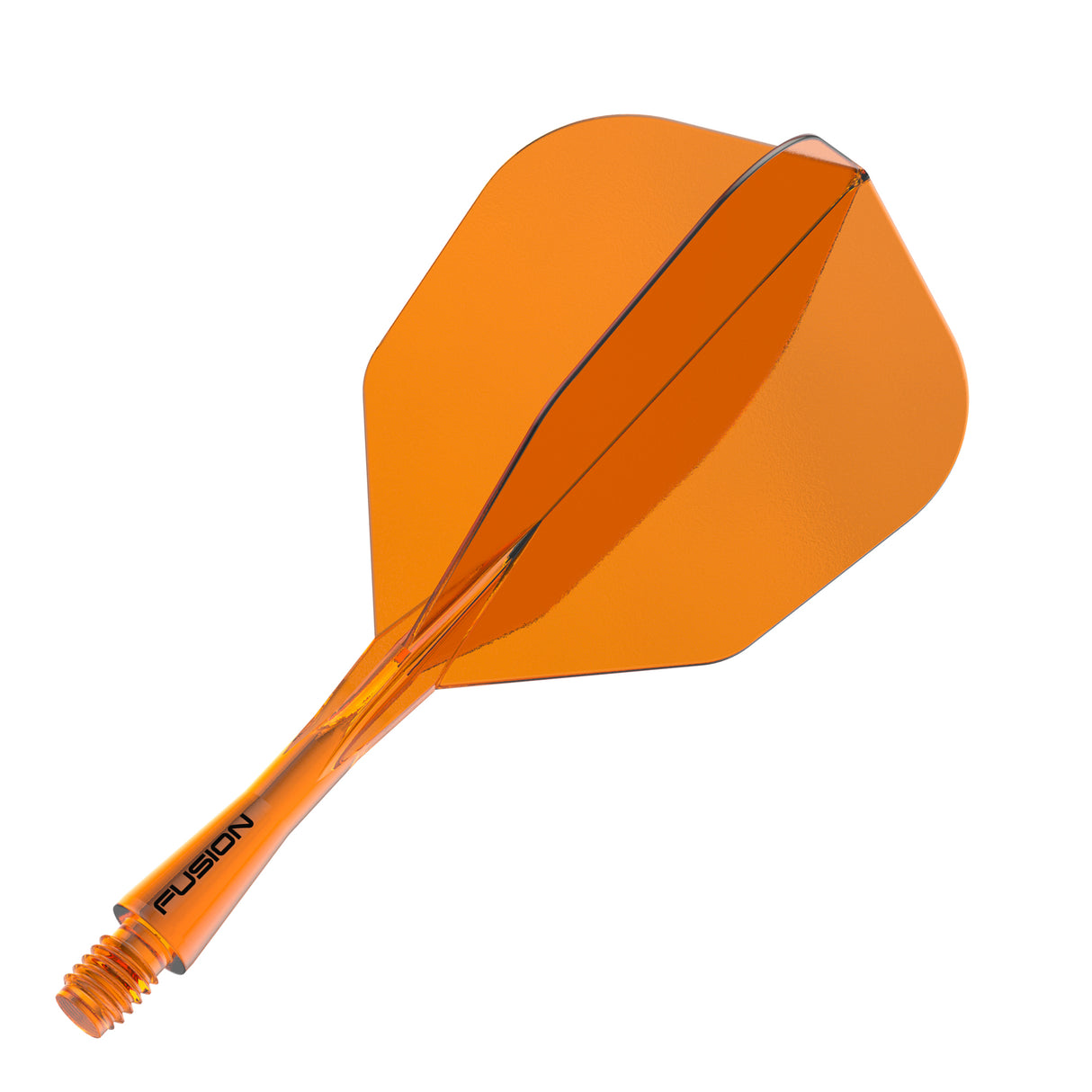 Winmau Fusion Integrated Flight & Shaft Orange No6 angled view highlighting the product design and profile.