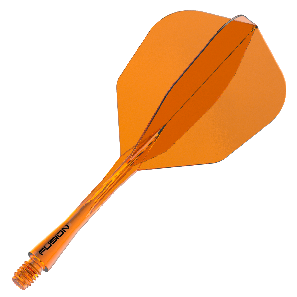 Winmau Fusion Integrated Flight & Shaft Orange No6 angled view highlighting the product design and profile.