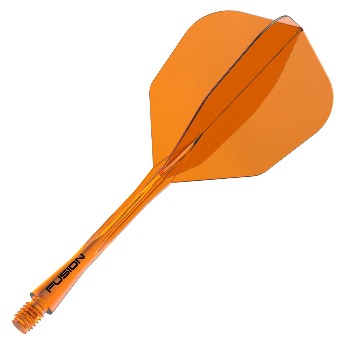 Winmau Fusion Integrated Flight & Shaft Orange No6 angled view highlighting the product design and profile.