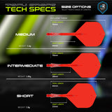 Fusion Integrated Flight & Shaft Red No2 by Winmau graphic displaying the product specifications and key technical information.
