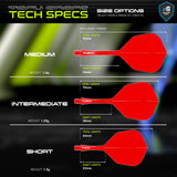 Winmau Fusion Integrated Flight & Shaft Red No6 graphic displaying the product specifications and key technical information.