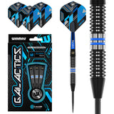 Galactics Steel Tip Darts main product image showing the darts, packaging, flights, shafts, and included accessories