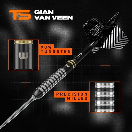 Winmau Gian Van Veen TS Switch Point 90% Tungsten Steel Tip Darts