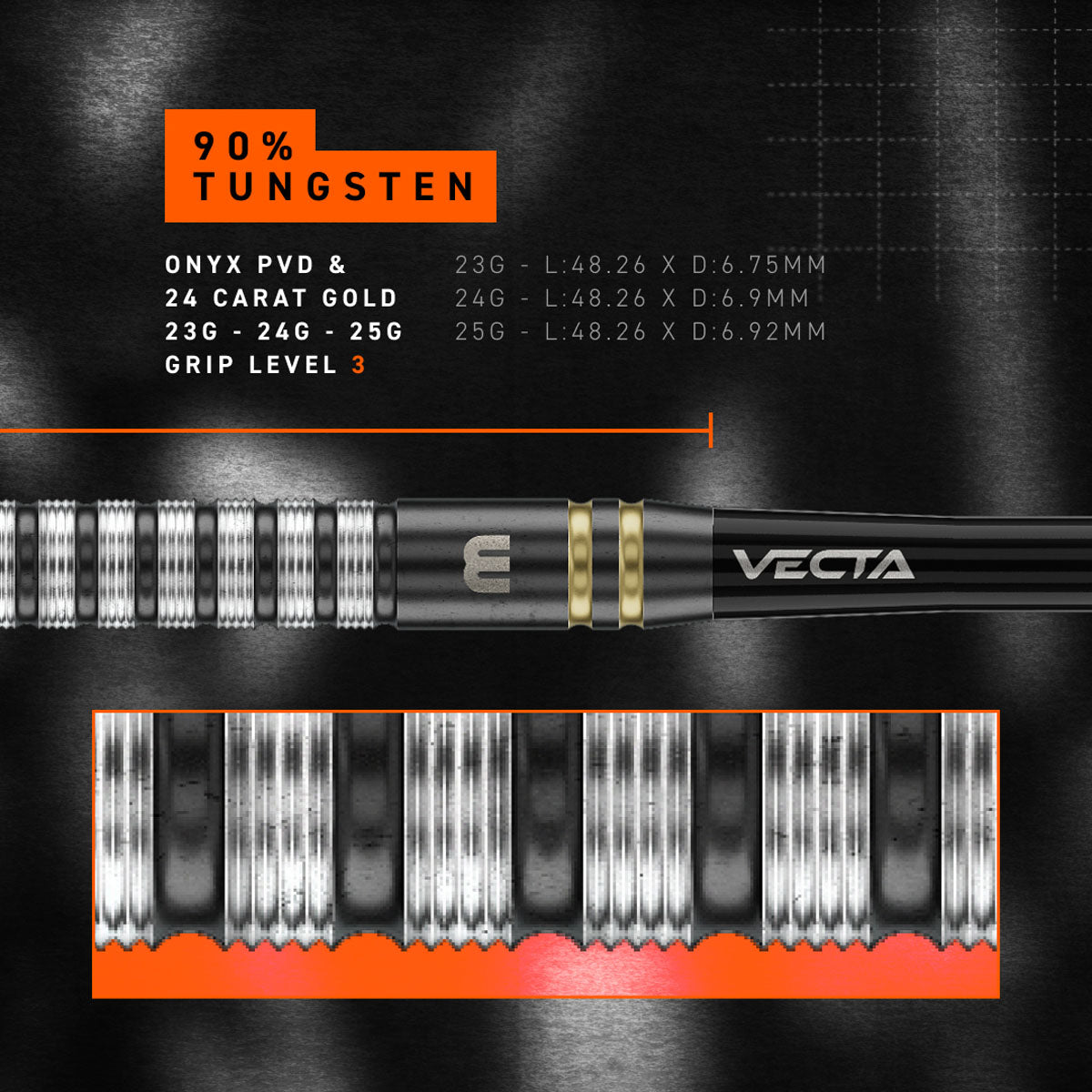 Winmau Gian Van Veen TS Switch Point 90% Tungsten Steel Tip Darts