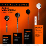 Winmau Gian Van Veen W-Max Switch Point 90% Tungsten Steel Tip Darts
