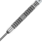 Jules van Dongen Steel Tip Darts close up image showing detailed grip patterns, machining, coating, and precision craftsmanship