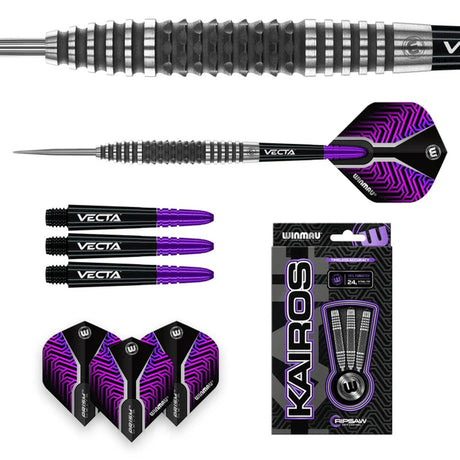 Kairos Steel Tip Darts contents image displaying everything included inside the package
