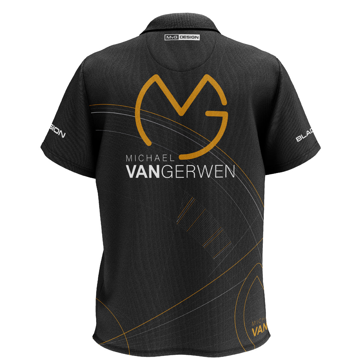 Michael van Gerwen MvG 5 Year Anniversary Dart Shirt by Winmau rear view image showing the back design and player branding