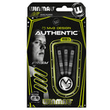 Michael Van Gerwen MVG Authentic Steel Tip Darts packaging exterior image showing the outer box artwork, branding, and presentation design