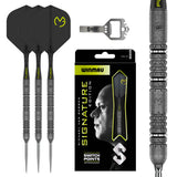 Michael van Gerwen MvG Signature Edition Switch Point Steel Tip Darts main product image showing the darts, packaging, flights, shafts, and included accessories