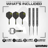 Michael van Gerwen MvG Signature Edition Switch Point Steel Tip Darts contents image displaying everything included inside the package