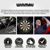 Michael van Gerwen MvG Signature Edition Switch Point Steel Tip Darts Winmau brand image featuring Winmau branding, product range identity, and manufacturer information