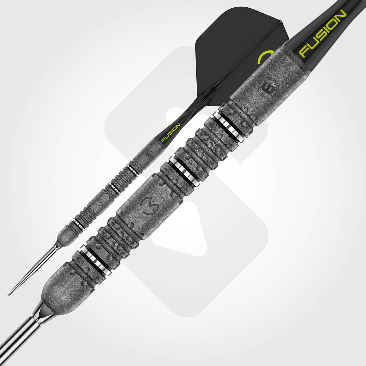 Michael van Gerwen MvG Signature Edition Switch Point Steel Tip Darts close up image showing detailed grip patterns, machining, coating, and precision craftsmanship