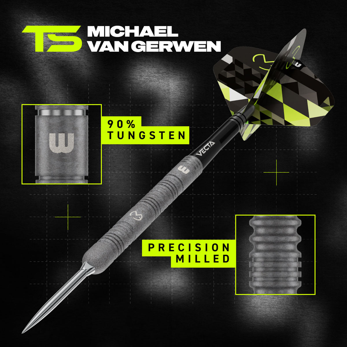 Winmau Michael van Gerwen MvG TS Switch Point 90% Tungsten Steel Tip Darts