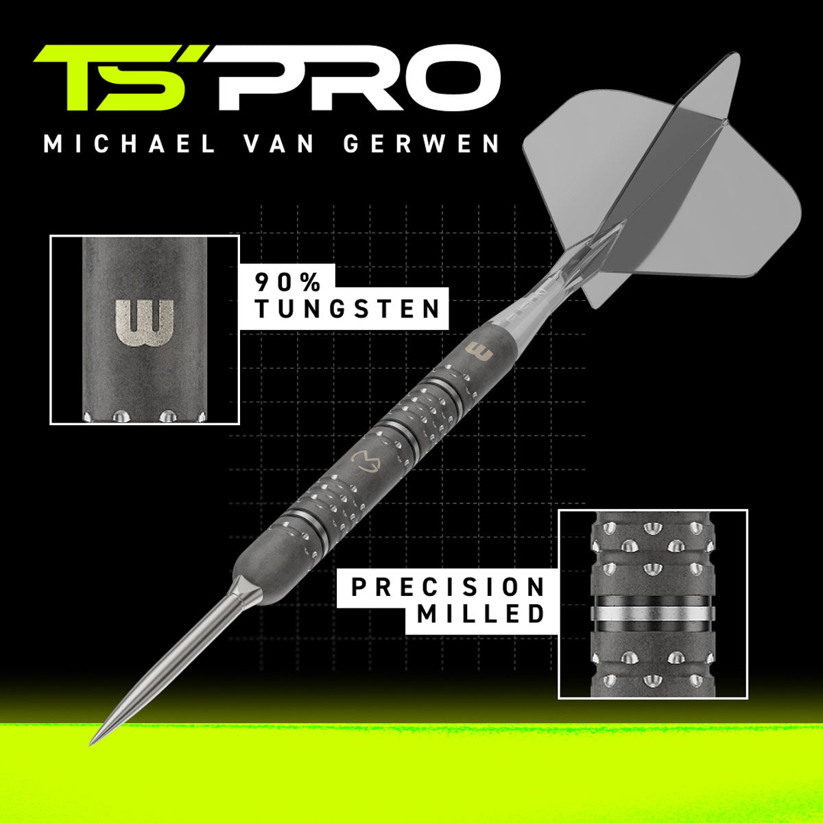 Winmau Michael van Gerwen MvG TS-PRO Switch Point 90% Tungsten Steel Tip Darts