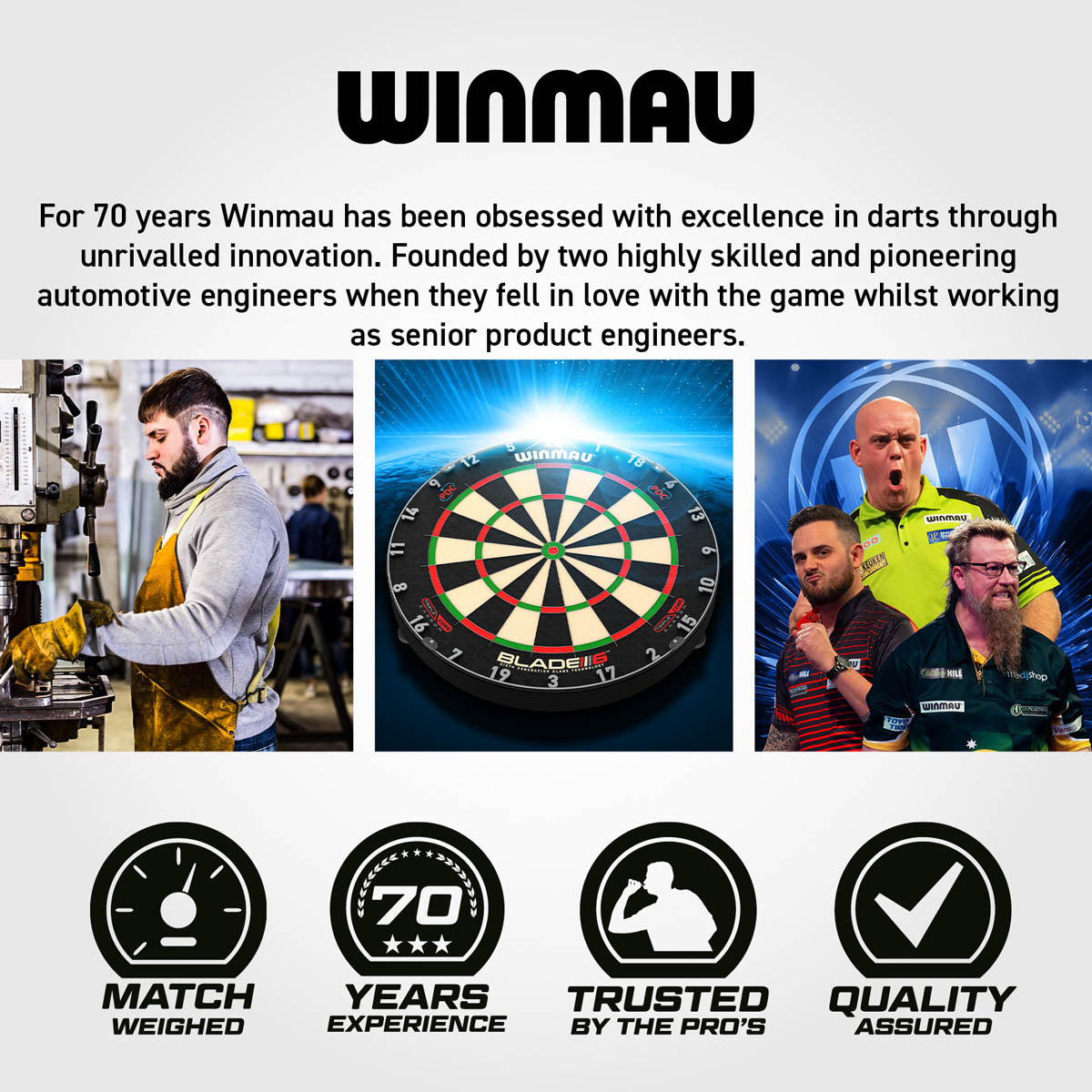 Mike Maloney Steel Tip Darts Winmau brand image featuring Winmau branding, product range identity, and manufacturer information
