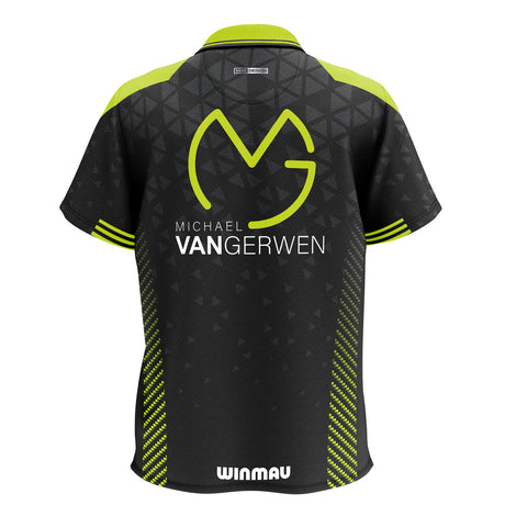 Winmau MvG Stage Polo rear view image showing the back design and styling