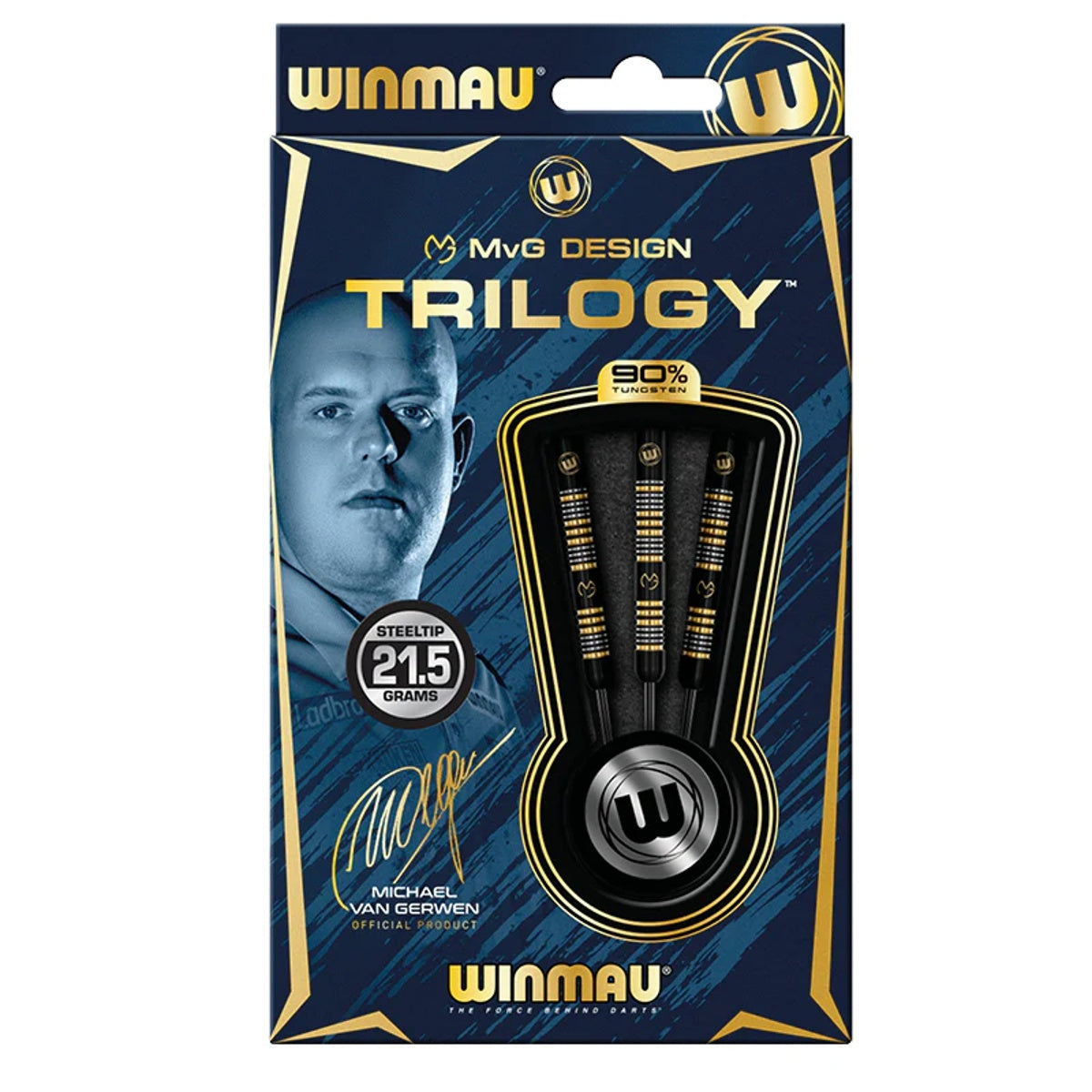 MVG Trilogy Steel Tip Darts packaging exterior image showing the outer box artwork, branding, and presentation design
