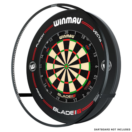 Winmau Plasma Dartboard Surround Light and Pro Line Original Black Surround Bundle main product image showing the lighting and surround bundle with included contents