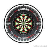 Winmau Plasma Dartboard Surround Light and Pro Line Original Black Surround Bundle straight product image showing the lighting and surround bundle with included contents