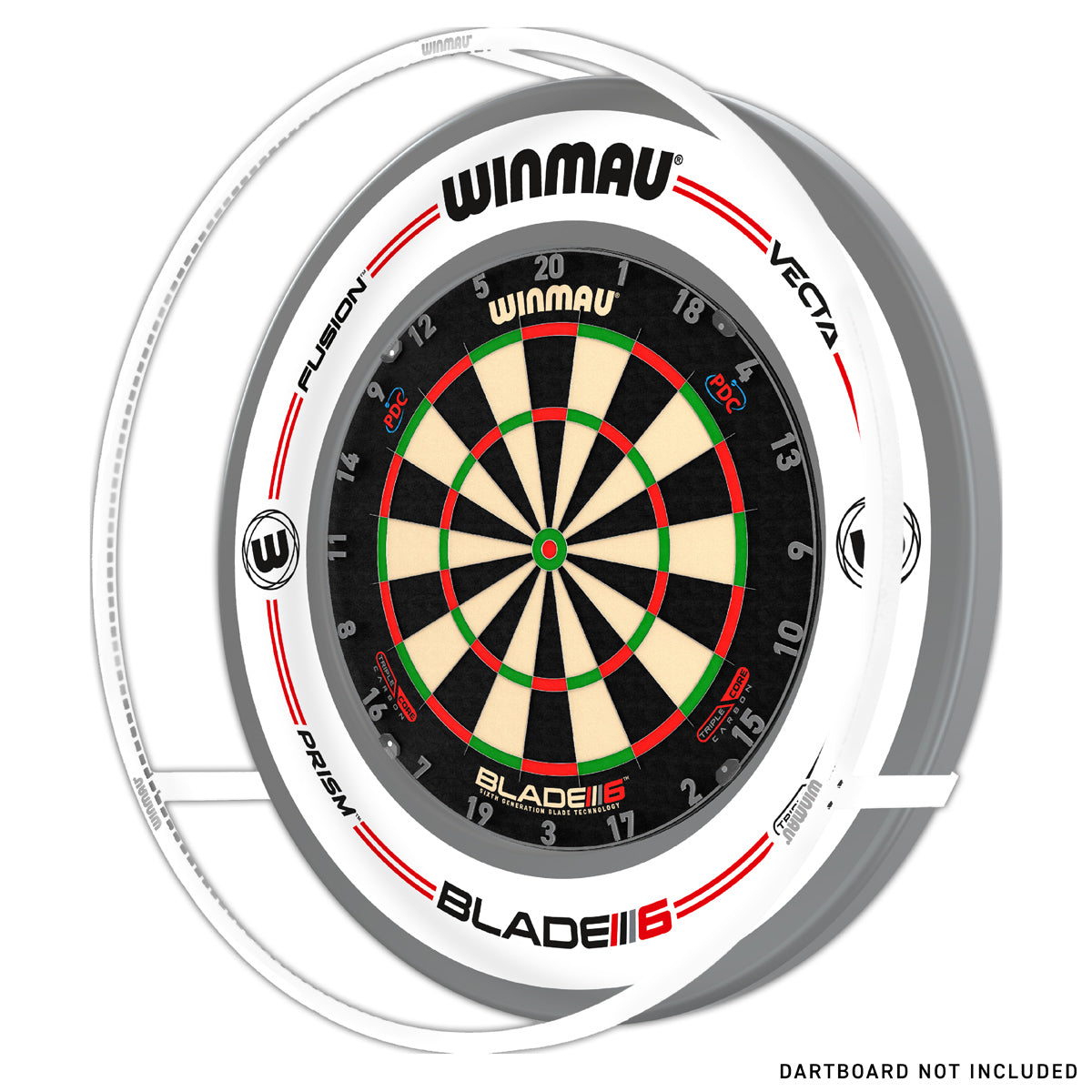 Winmau Plasma Ice Dartboard Surround Light and Pro Line Original White Surround Bundle main product image showing the lighting and surround bundle with included contents