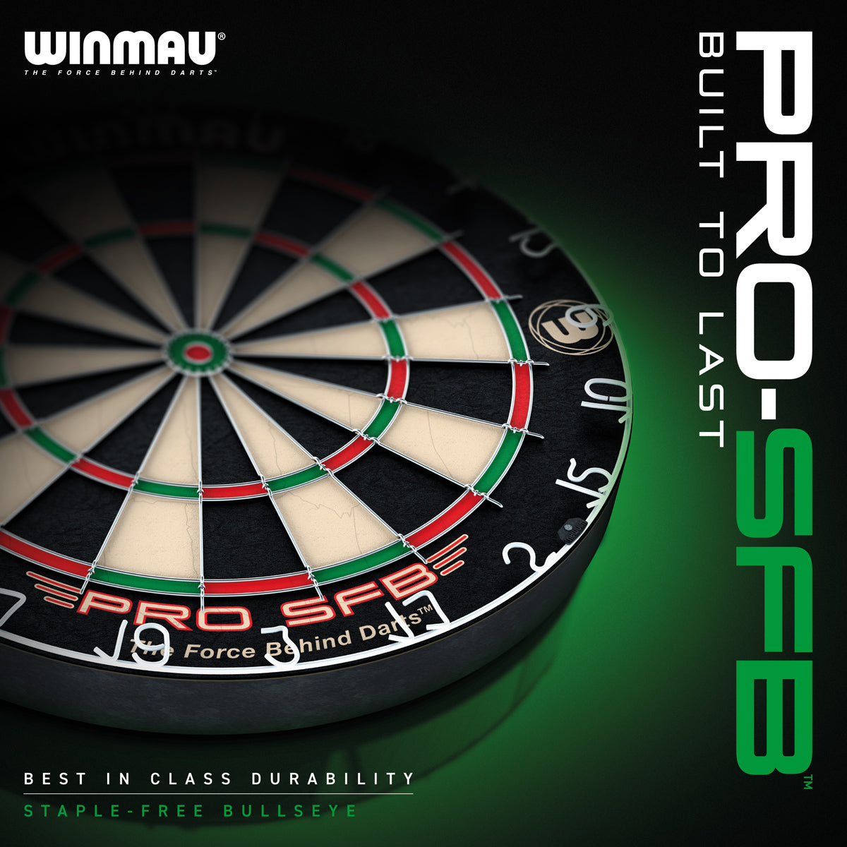 Winmau Pro SFB Dartboard outer box image showing the retail packaging and branding