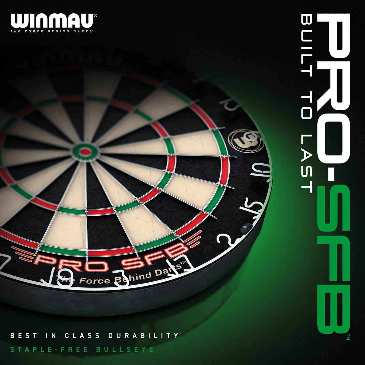 Winmau Pro SFB Dartboard outer box image showing the retail packaging and branding