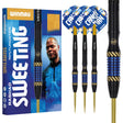 Rashad Sweeting Steel Tip Darts main product image showing the darts, packaging, flights, shafts, and included accessories