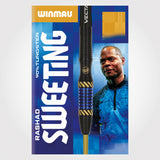 Rashad Sweeting Steel Tip Darts packaging exterior image showing the outer box artwork, branding, and presentation design