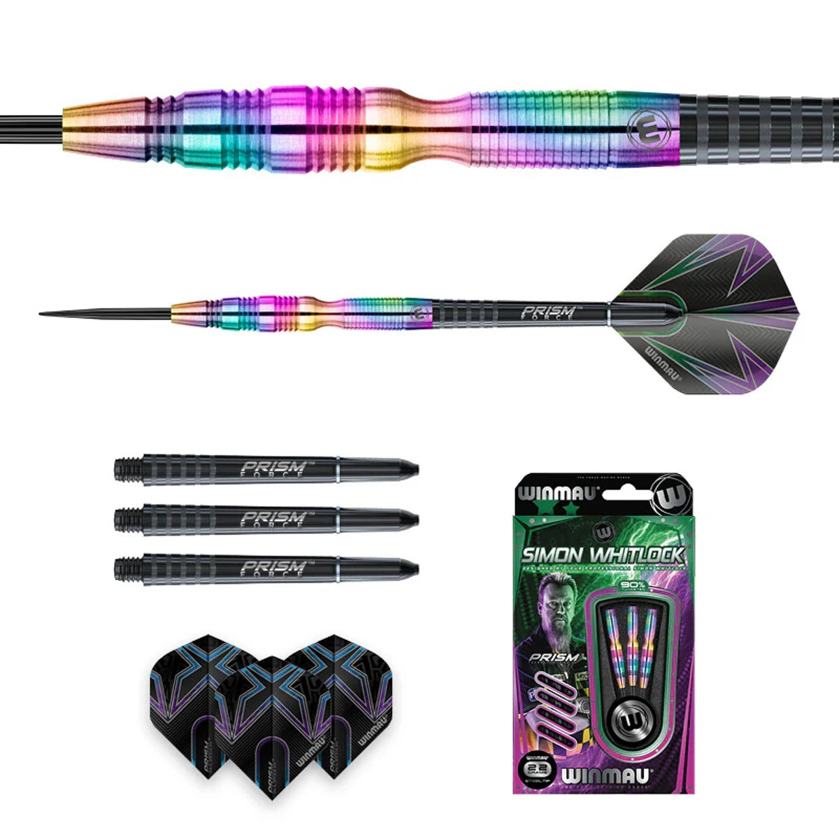 Simon Whitlock Urban Grip Steel Tip Darts contents image displaying everything included inside the package