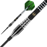 Sniper SE 01 Steel Tip Darts close up image showing detailed grip patterns, machining, coating, and precision craftsmanship