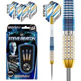Steve Beaton Legacy Edition Steel Tip Darts main product image showing the darts, packaging, flights, shafts, and included accessories