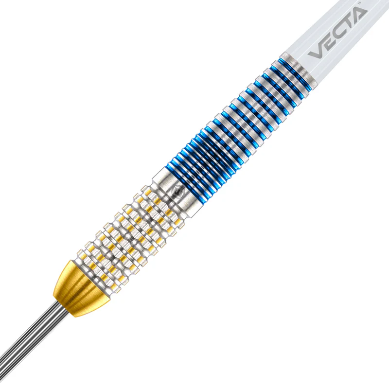 Steve Beaton Legacy Edition Steel Tip Darts close up image showing detailed grip patterns, machining, coating, and precision craftsmanship