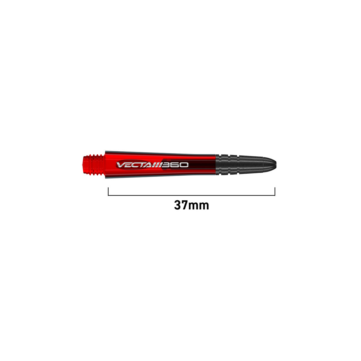 Winmau Vecta Blade 360 Dart Stems Shafts Red length guide image showing available stem sizes and dimensions