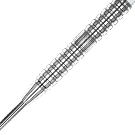 Willie O'Connor Steel Tip Darts close up image showing detailed grip patterns, machining, coating, and precision craftsmanship