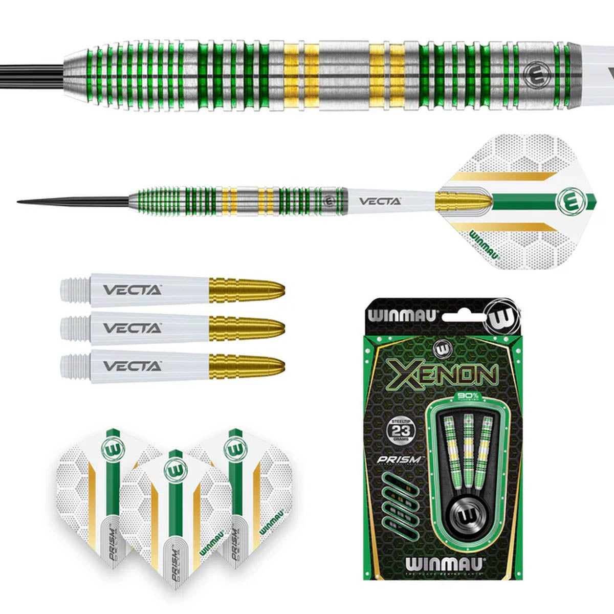 Xenon Steel Tip Darts contents image displaying everything included inside the package
