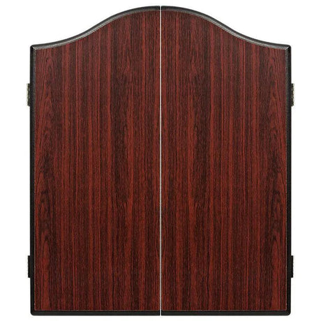 Winmau plain rosewood dartboard cabinet with a smooth, closed finish and elegant wood grain design.