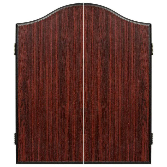 Winmau plain rosewood dartboard cabinet with a smooth, closed finish and elegant wood grain design.